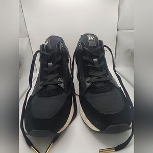 Michael Kors Wedge Sneakers Back And Gold Size 8.5.
